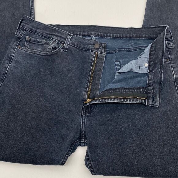 Levi's Men's Regular Fit Straight Leg Stretch 513 Jeans Dark Blue Size 38/34 - Picture 4 of 11